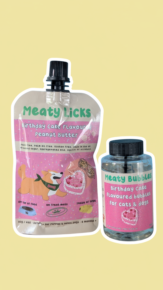 Meaty licks - Bubbles & Peanut Butter (Birthday Cake Flavour)